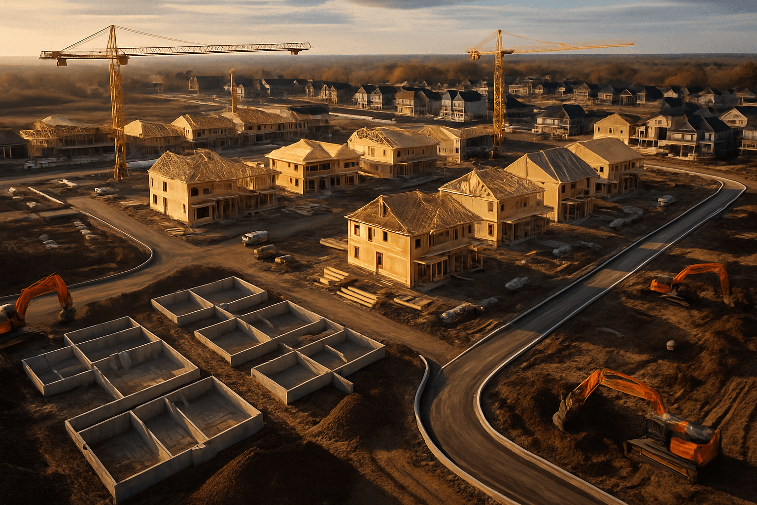 Active residential construction site